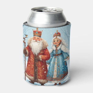 Weihnachtsmann und Schneemädchen feiern Weihnachte Dosenkühler