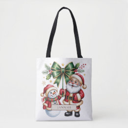 Weihnachtsmann und Schneemann Grüne Schleife Weihn