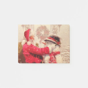 Weihnachtsmann und Schneemann im Vintage-Stil Post-it Klebezettel
