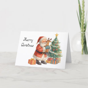 Weihnachtsmann und sein Helfer & skurriles Weihnac Karte