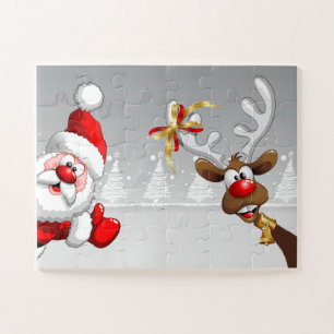 Weihnachtsmann und sein Rentier Rudolph Einfaches Puzzle
