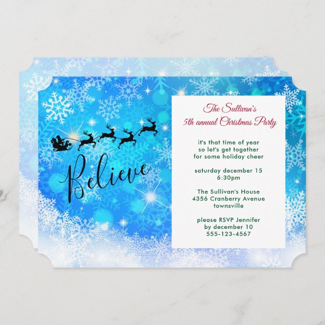 Weihnachtsmann und seine fliegende Rentiere - Part Einladung (Vorne/Hinten)