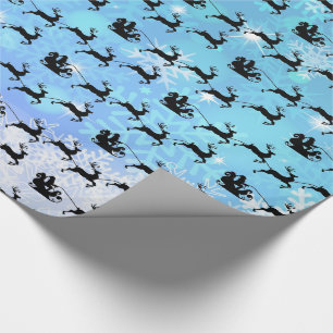 Weihnachtsmann und seine fliegenden Rentier Weihna Geschenkpapier