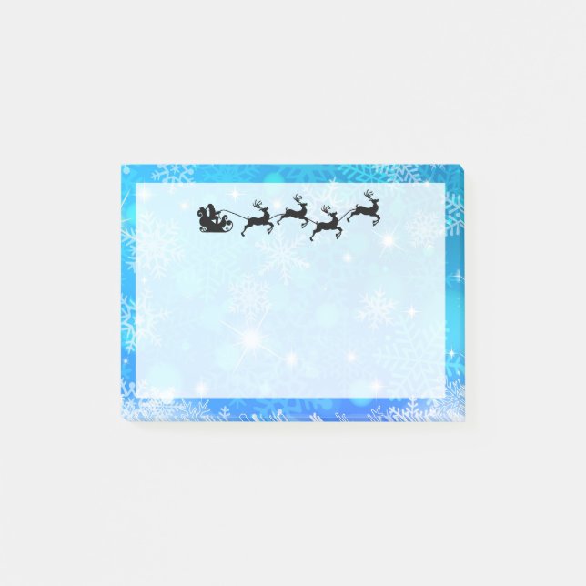 Weihnachtsmann und seine fliegenden Rentier Weihna Post-it Klebezettel (Vorderseite)