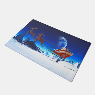 Weihnachtsmann und seine Rentiere 1 Fußmatte