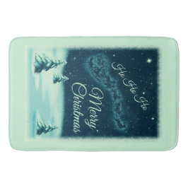 Weihnachtsmann und seine Rentiere Weihnachtsabend  Badematte