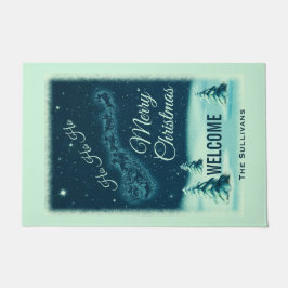 Weihnachtsmann und seine Rentiere Weihnachtsabend  Fußmatte