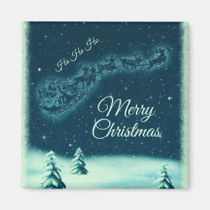 Weihnachtsmann und seine Rentiere Weihnachtsabend  Magnet