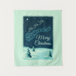 Weihnachtsmann und seine Rentiere Weihnachtsabend  Wandteppich