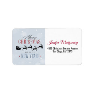 Weihnachtsmann und seine Silhouette "Flying Rentie Adressaufkleber