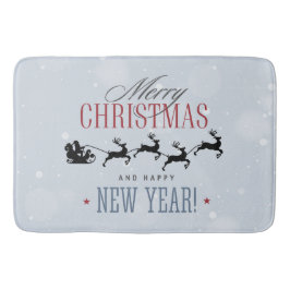 Weihnachtsmann und seine Silhouette "Flying Rentie Badematte