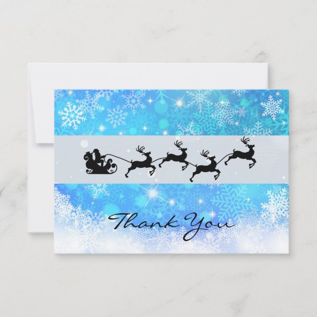 Weihnachtsmann und seine Silhouette "Flying Rentie Dankeskarte (Vorderseite)