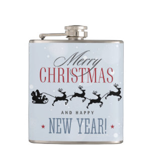 Weihnachtsmann und seine Silhouette "Flying Rentie Flachmann