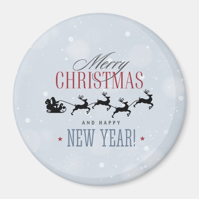 Weihnachtsmann und seine Silhouette "Flying Rentie Magnet (Vorne)