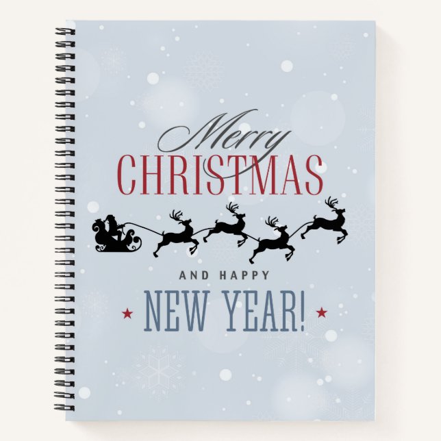 Weihnachtsmann und seine Silhouette "Flying Rentie Notizbuch (Vorderseite)