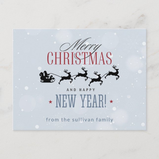 Weihnachtsmann und seine Silhouette "Flying Rentie Postkarte (Vorderseite)