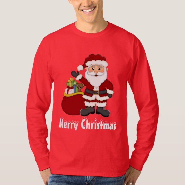 Weihnachtsmann und seine Tasche Männer T - Shirts (Vorderseite)