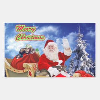 Weihnachtsmann und seine Weihnachtsaufkleber Rechteckiger Aufkleber