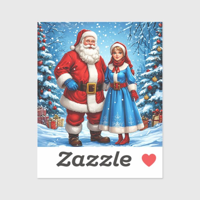 Weihnachtsmann und Snow Maiden Aufkleber (Blatt)