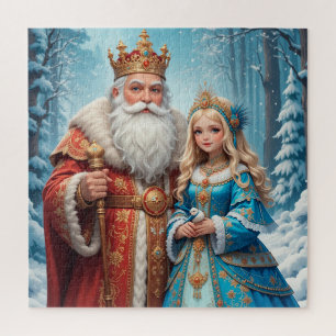 Weihnachtsmann und Snow Maiden feiern Weihnachten Puzzle