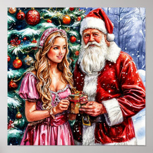 Weihnachtsmann und Snow Maiden Poster