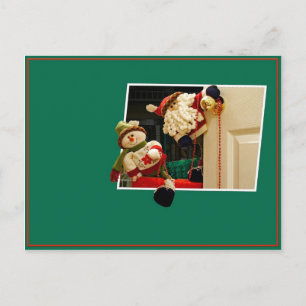Weihnachtsmann und Snowman Postkarte