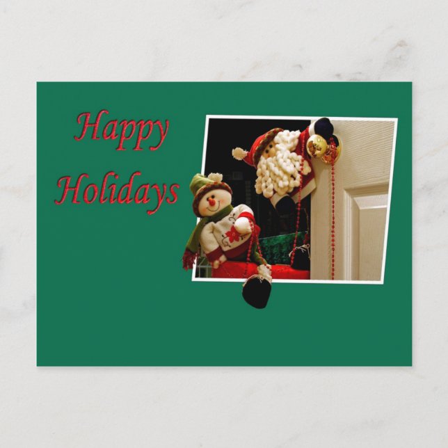 Weihnachtsmann und Snowman Postkarte (Vorderseite)