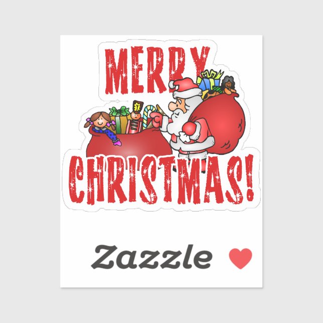 Weihnachtsmann und Spielzeugtasche Weihnachten Aufkleber (Blatt)