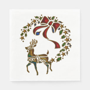 Weihnachtsmann und Sterne Serviette