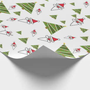 Weihnachtsmann und Weihnachtsbäume Geschenkpapier
