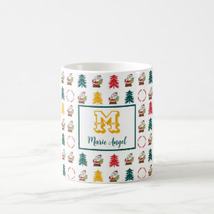 Weihnachtsmann und Weihnachtsbäume Mit Monogramm Kaffeetasse