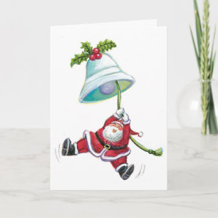 Weihnachtsmann-und Weihnachtsbell-Gruß-Karte Feiertagskarte