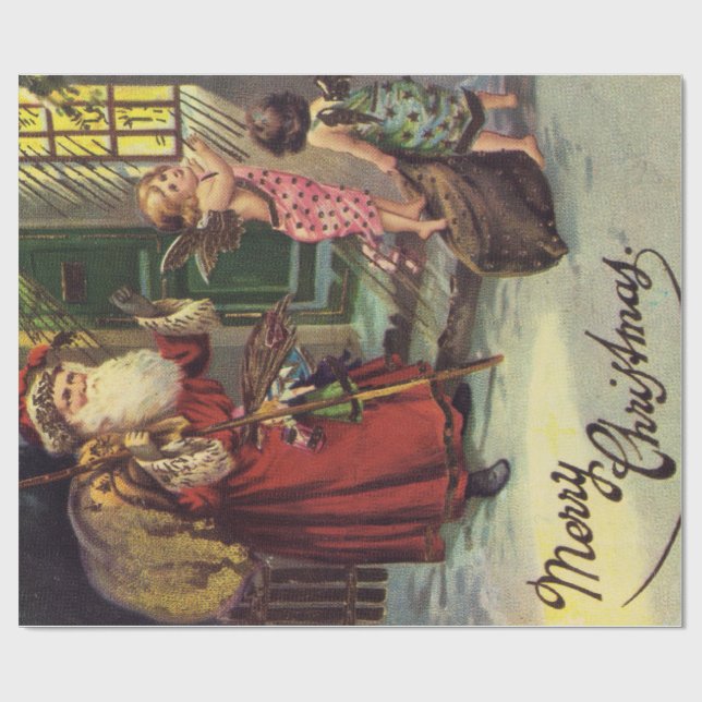 Weihnachtsmann- und Weihnachtsengel Geschenkpapier (Flach)