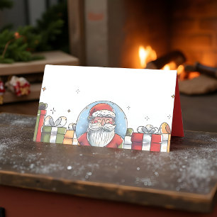 Weihnachtsmann und Weihnachtsgeschenke Platzkarte