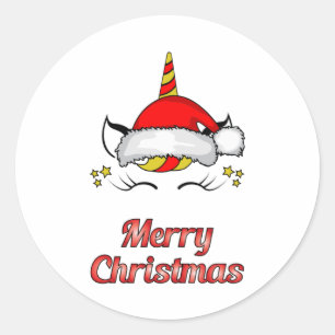 Weihnachtsmann Unicorn Weihnachten Geek Funny Gift Runder Aufkleber