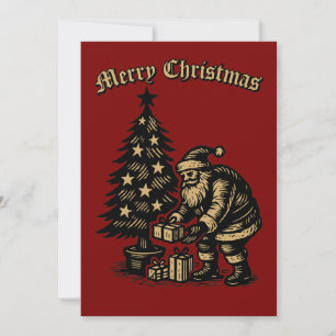 Weihnachtsmann unter dem Weihnachtsbaum Feiertagskarte
