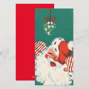 Weihnachtsmann unter der Mistel im Vintage-Stil Feiertagskarte