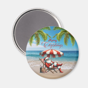Weihnachtsmann unter einem Strandsonnenschirm Magnet