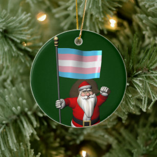 Weihnachtsmann unterstützt Transgender Community Keramik Ornament