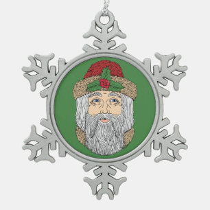 Weihnachtsmann/Vater Weihnachten Schneeflocken Zinn-Ornament