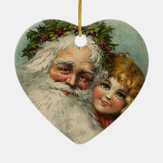 Weihnachtsmann Vater Weihnachts-Herzdekoration Keramik Ornament (Hinten)