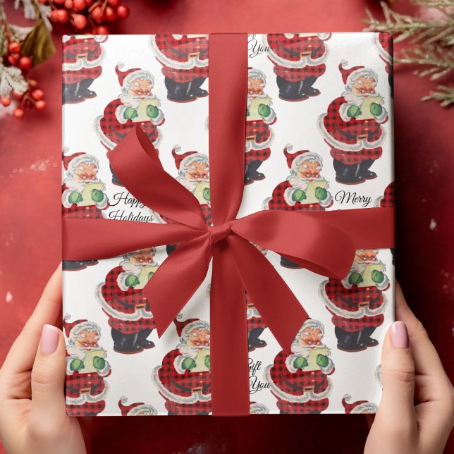 Weihnachtsmann Vintag alt modische Retro Weihnacht Geschenkpapier (Santa Claus Vintage Old Fashioned Retro Christmas Wrapping Paper
)