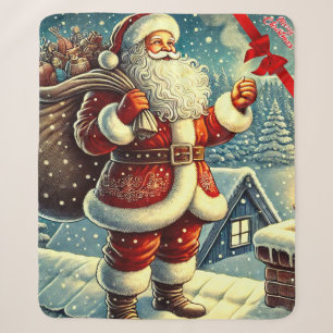 Weihnachtsmann Vintag frohe Weihnachten Sherpadecke