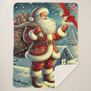 Weihnachtsmann Vintag frohe Weihnachten Sherpadecke