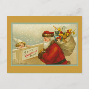 Weihnachtsmann Vintag Frohe Weihnachtskarte Feiertagspostkarte