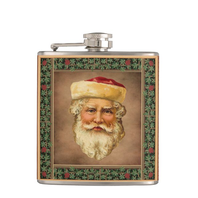 Weihnachtsmann Vintage-Flachmann Flachmann (Vorderseite)
