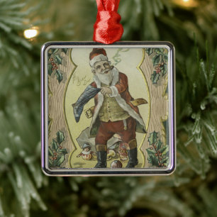 Weihnachtsmann Vintage-Illustration Ornament Aus Metall