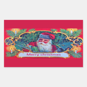 WEIHNACHTSMANN VINTAGE RECHTECKIGER AUFKLEBER