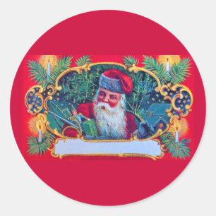 WEIHNACHTSMANN VINTAGE RUNDER AUFKLEBER