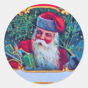 WEIHNACHTSMANN VINTAGE RUNDER AUFKLEBER